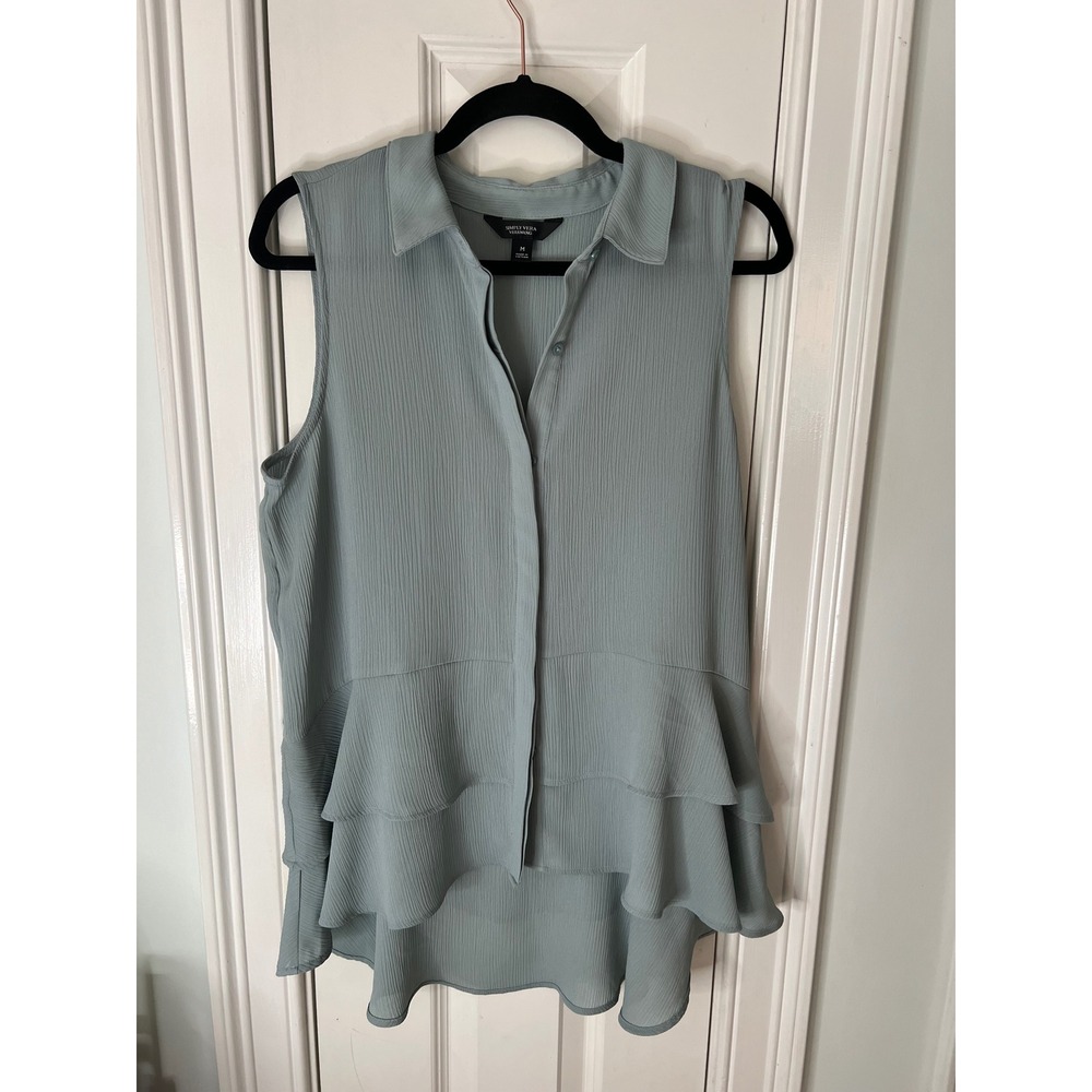 Simply Vera Vera Wang Sleeveless Ruffle Hem Blouse Sage Green Medium